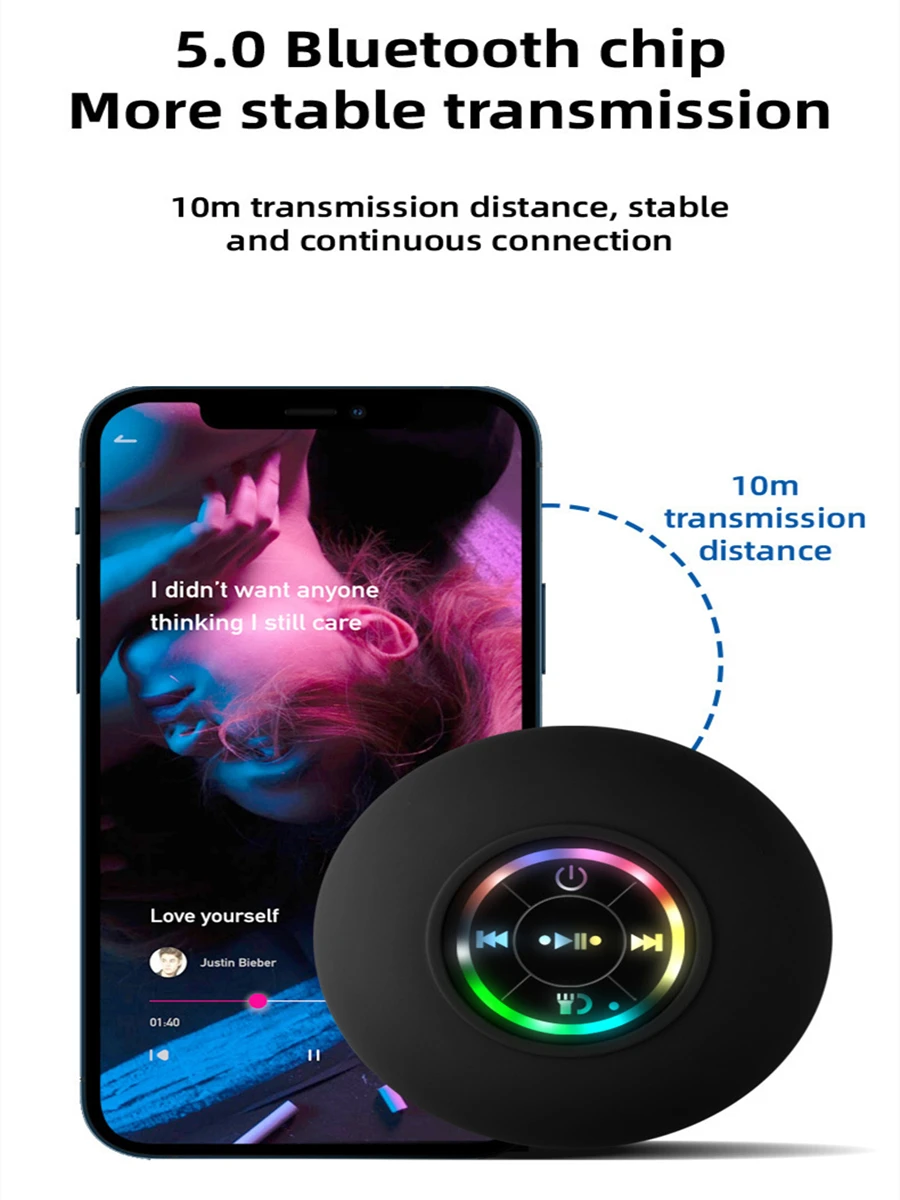 Светодиодный водонепроницаемый беспроводной Bluetooth-динамик для ванной комнаты, большая присоска, мини-портативный динамик, стереодинамики для спорта на открытом воздухе, коробка