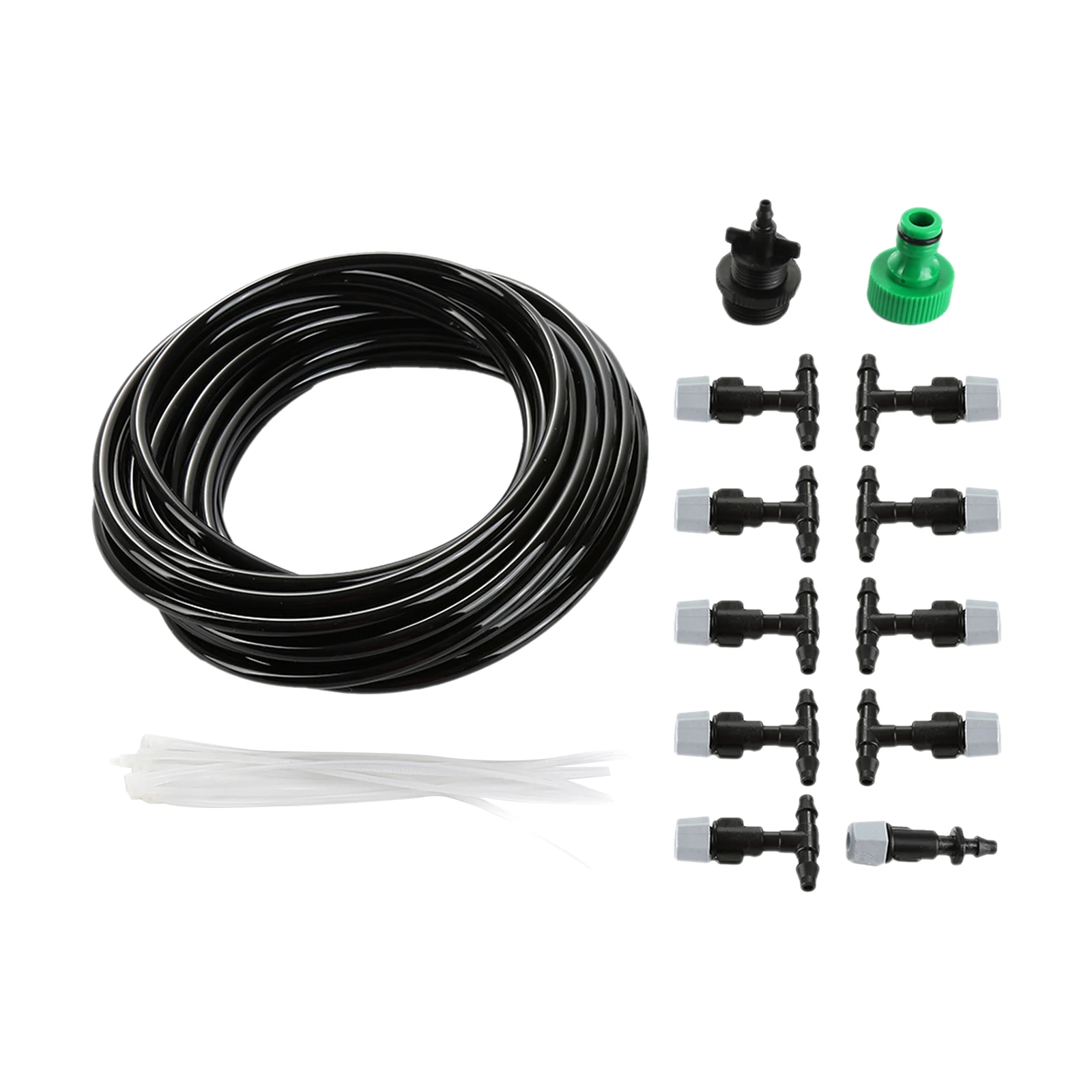 

10M DIY Misting Irrigation Kit with Hose Nozzles Quick Connectors Self-Watering System Distribution Tubing for Plants Greenhouse
