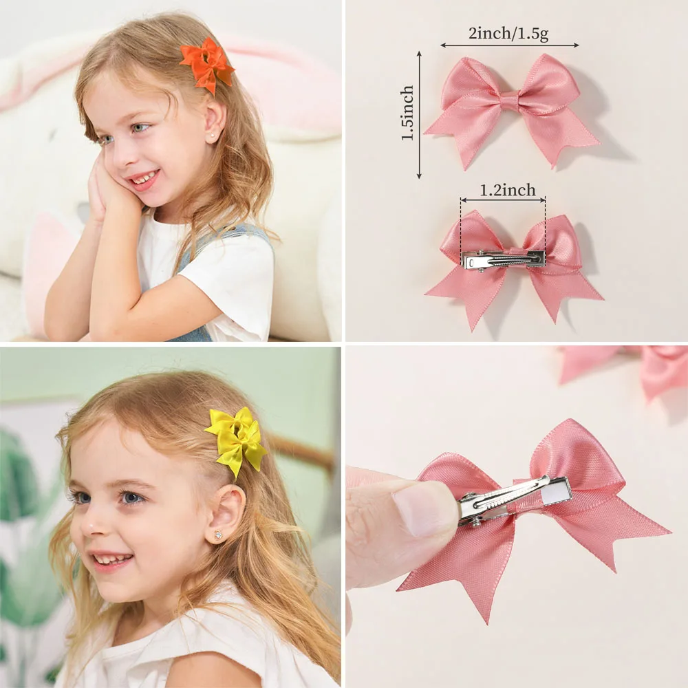 10Pcs/lot Ribbon Baby Bows Hair Clips Hairpins 2\