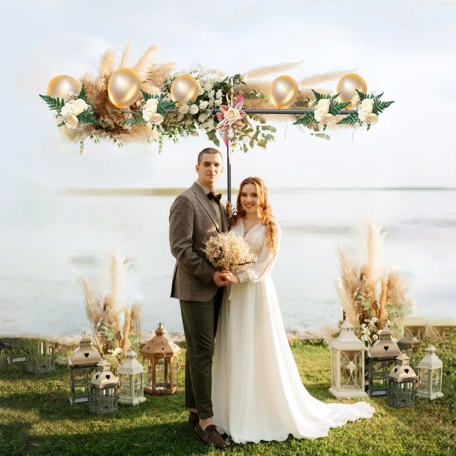 

6.5×8.5FT TShape Photo Video Backdrop Stand Heavy Duty Background Stand Adjustable Photography Backdrop Stand with 6 Spring Cla