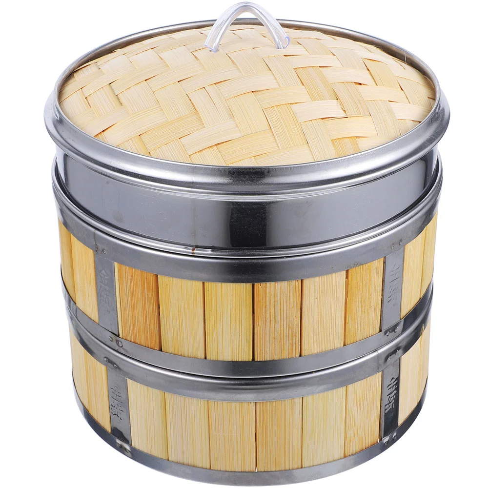 

1 Set of Bamboo Steamer Basket Stackable Bun Steamer Kitchen Lidded Food Steaming Basket chinese steamer bamboo