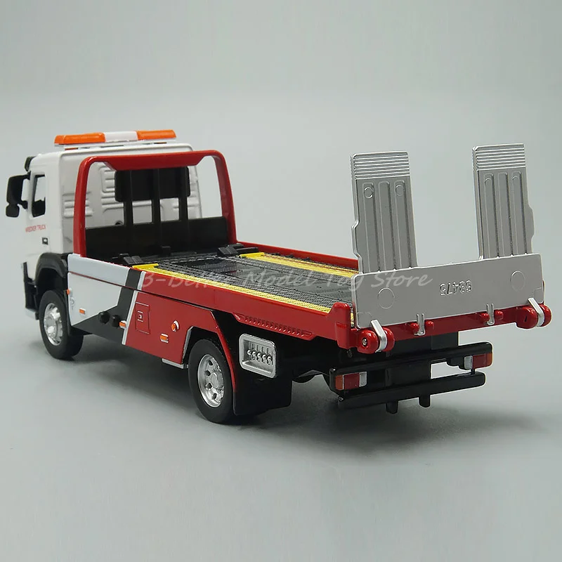 1:50 Diecast Model Car Toy Flatbed Truck Traffic Rescue Trailer With Sound & Light