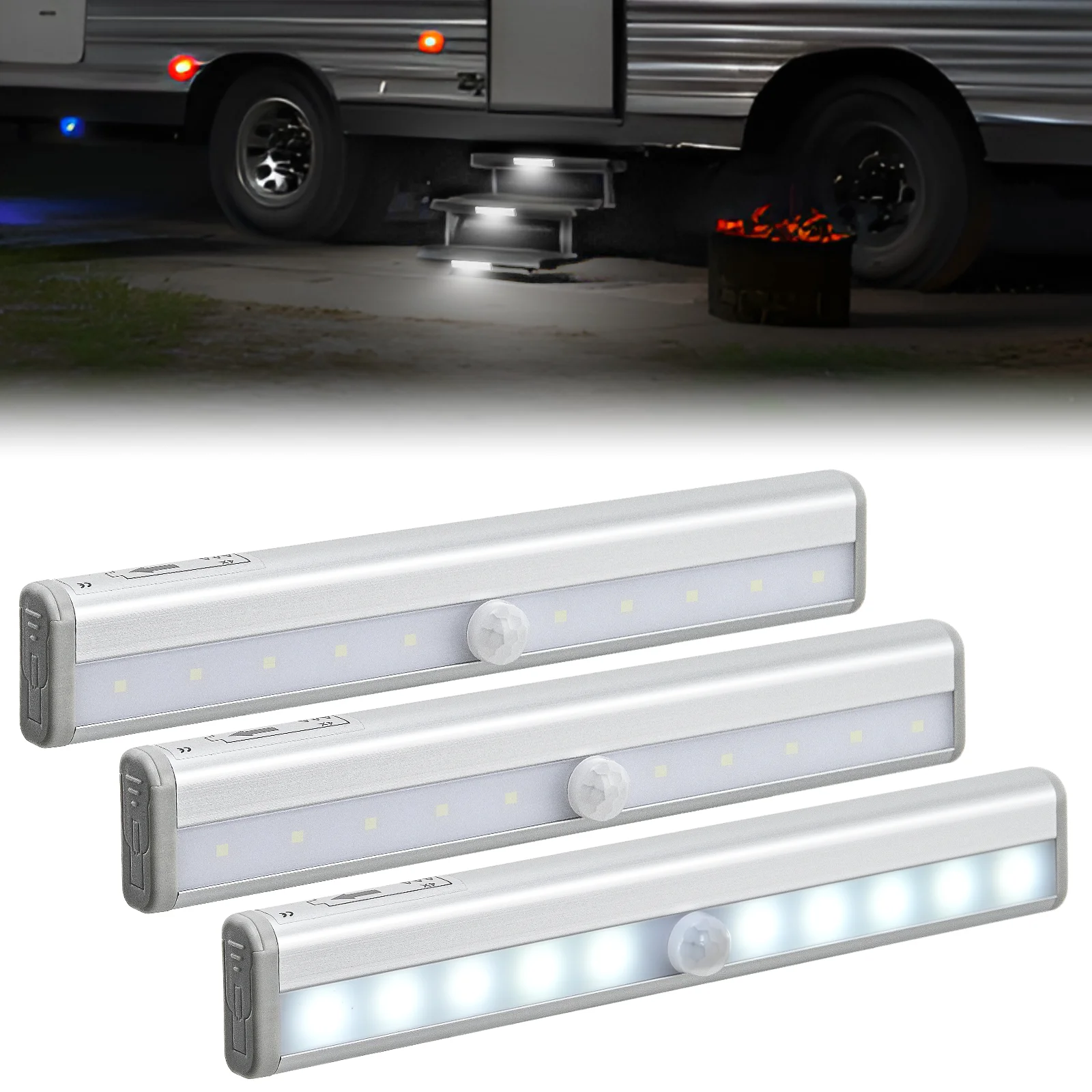 Nilight RV Step Lights 2PCS Motion Sensor Activated LED Bar RV Exterior Lights Battery Operated Wireless Magnetic Stick Strip Lighting F