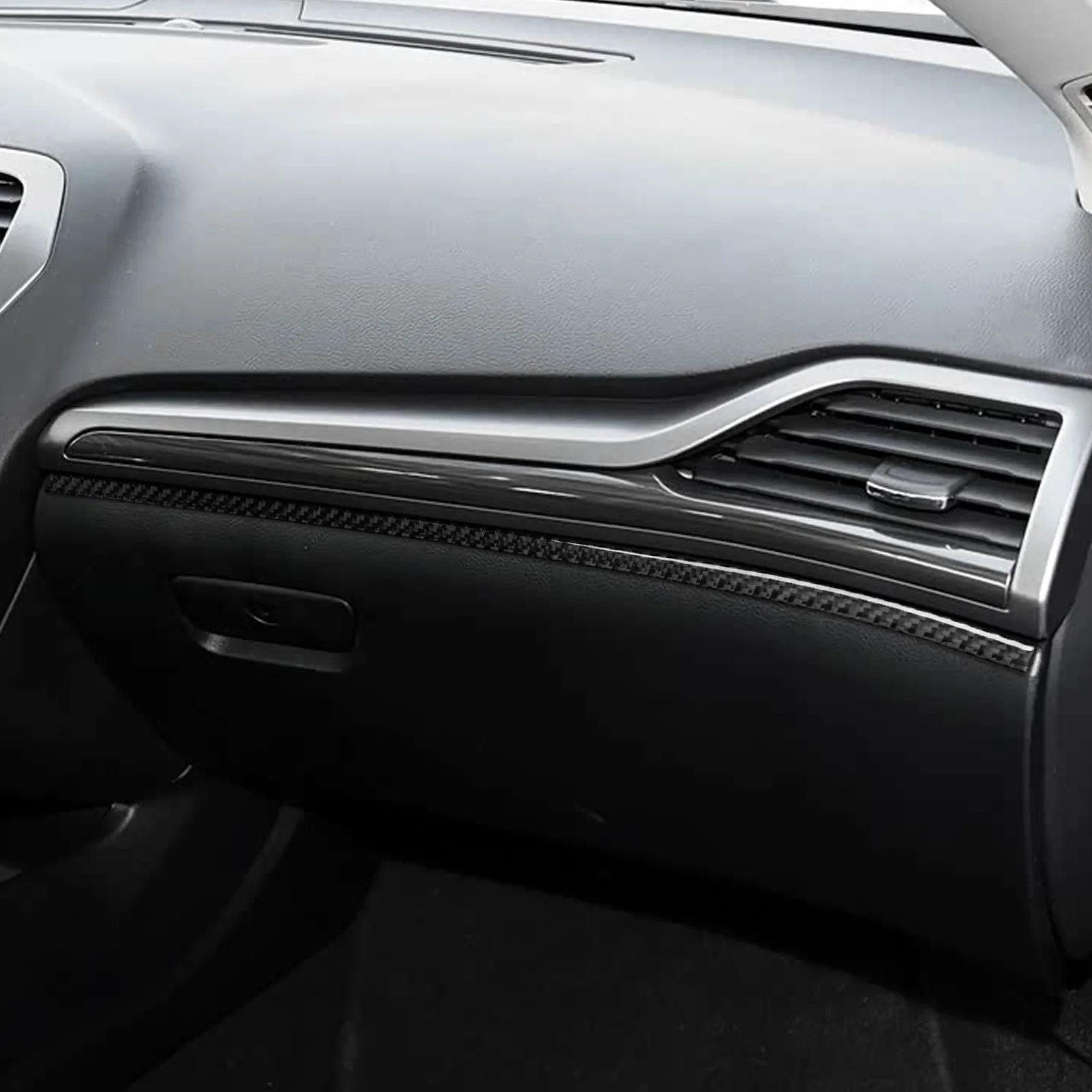 For Ford Fusion 2013-2021 Real Carbon Fiber Stickers Co-pilot instrument storage Panel strip Car Accessories Interior decorative