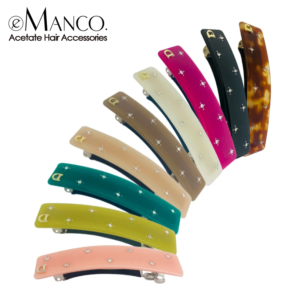 eManco Simple Multi-color Hair Clips Popular Charms Women Acetate Hair Accessories Sparkling Diamonds Letters Decoration Gifts