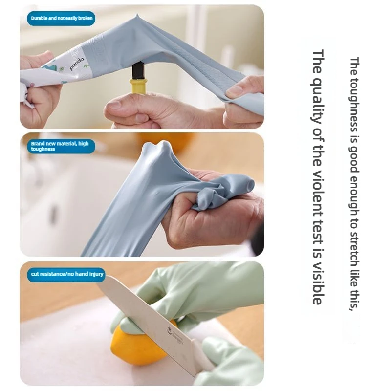 قفازات نسائية سميكة لغسل الأطباق بأكمام طويلة من مادة PVC، مقاومة للماء، خالية من اللاتكس، قابلة لإعادة الاستخدام، تنظيف المطبخ، قفازات أمان العمل