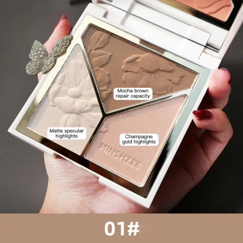 3 in 1 Highlighter Contour Palette Shimmer High Gloss Pearly Face Contouring Shadow Palette Natural Lasting Waterproof Cosmetics