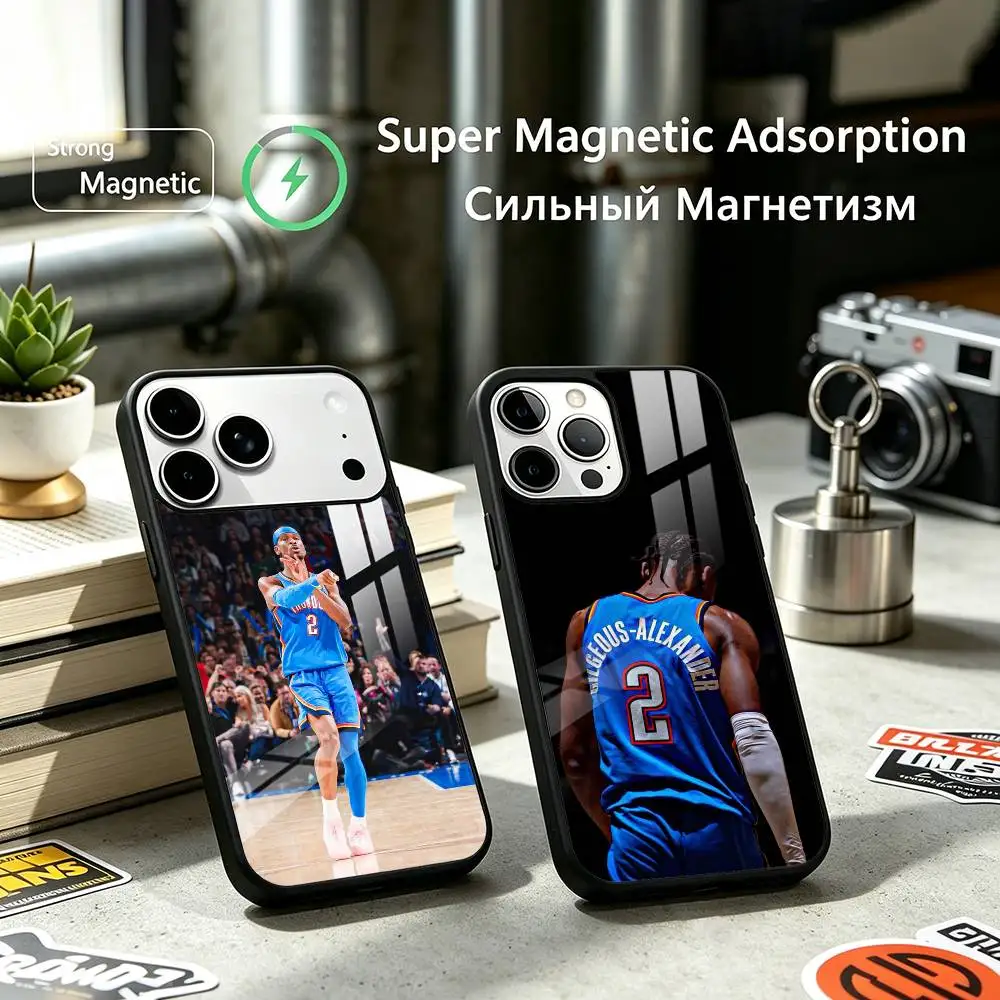 Shai Gilgeous Alexander  Basketball Phone Case For iPhone17,16,15,14,13,12 Plus,Pro Compatible with magnetic wireless charging