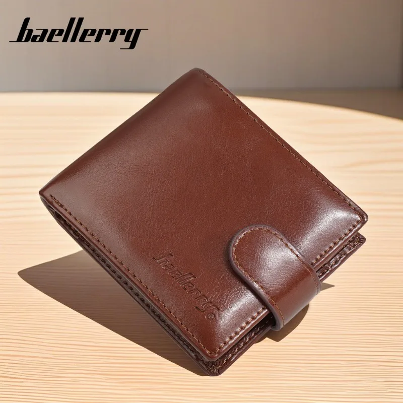 Baellerry Men's Zipper Genuine Leather Wallet Multi-Function Short Wallet Multi-slot Coin ID Credit Card Holder Wallet for Men