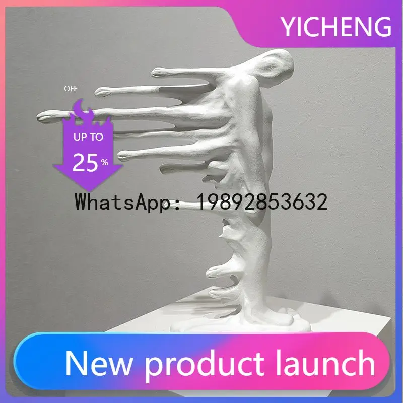 Resin Figure Sculpture Abstract Human Body Ornament Water Drop Bevel  Figurine Silver Man Decorative Figurines Home Accessories