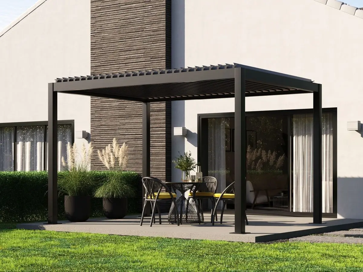 3x6 4x6 Exterior Sun Shade Pergola Aluminium Louvered Pergolas Motorized Electric Waterproof Bioclimatic Pergola Roof Kit Gazebo