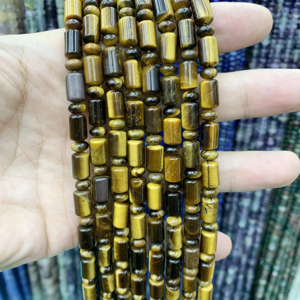 Natural 6x10mm Stone Cylinder tiger eye  Lapis Lazuli Loose Spacer Beads Jewelry Making Accessories DIY Bracelet Necklace