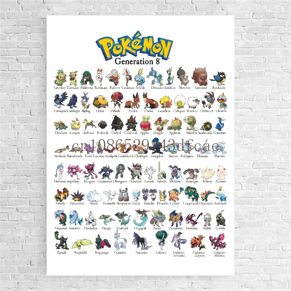 TAKARA TOMY Japanische Anime Peripherie Pokemon Poster Dekor Pikachu Charizard Wand Kunst Aquarell Leinwand Malerei Moderne Zimmer Dekor Bild 4