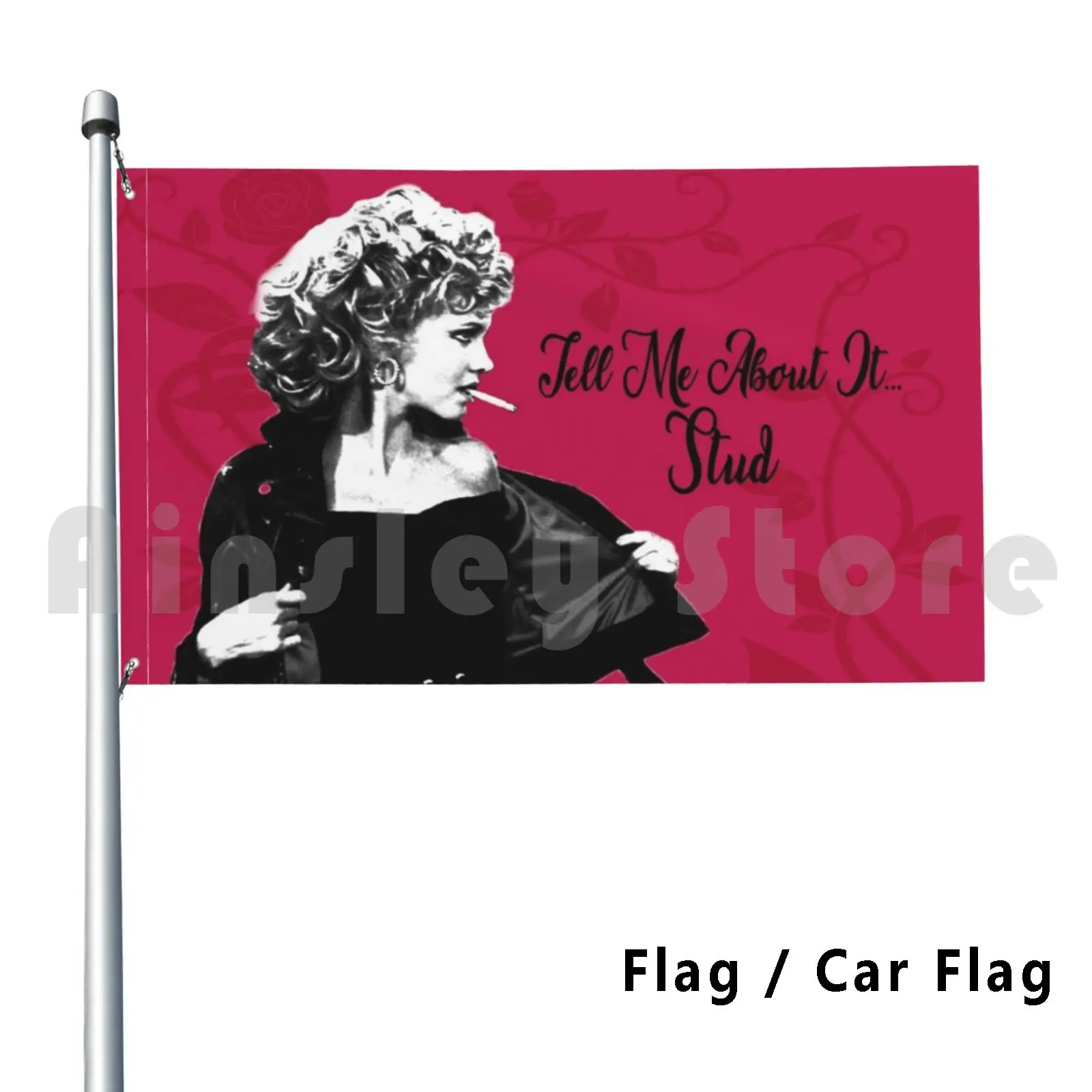 Flag Car Flag Grease Sandy Tell Me About It Stud 3143 Grease Sandy Cigarette Smoking Retro Rydell