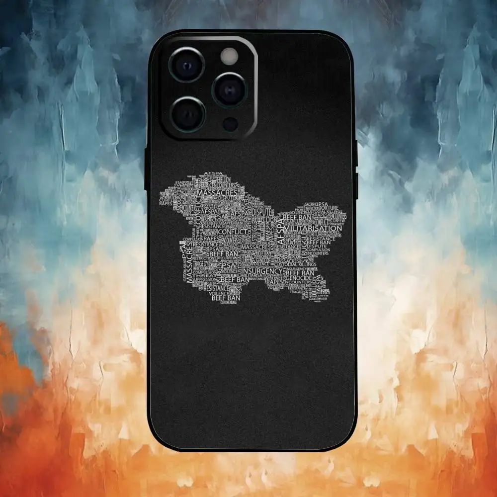 Чехол для телефона ART Punjab Map для iPhone 17,16,15,14,13,12,11 Plus, мягкий черный чехол Pro Max