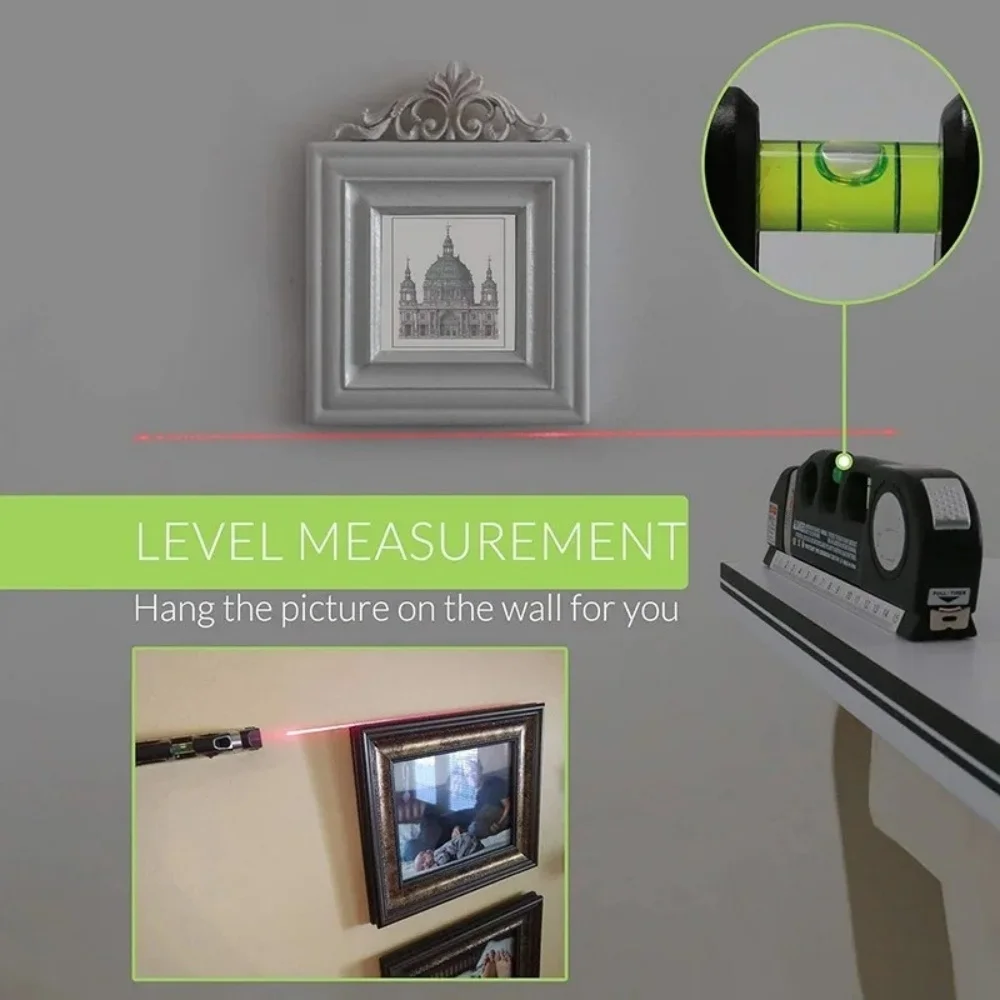 Multi-Functional Laser Level Horizon Vertical Measure Tools Aligner Standard And Metric Ruler Metric Ruler Multipurpose Measure