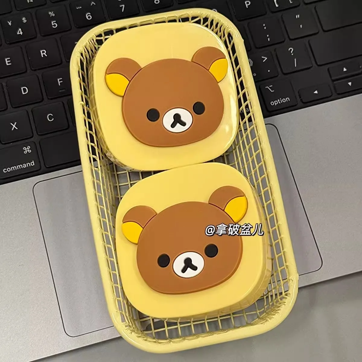 Rilakkuma Contact Lens Case New Anime Relax Bear Mirror Cosmetic Contact Lenses Box Travel Organization Storage Accessories Gift