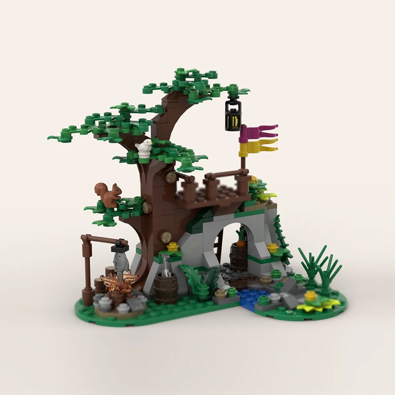 中世の城モデル MOC 組み立てブロック 古代の森の保護区 モジュール式テクノロジー 子供向けホリデーギフト 組み立ておもちゃセット