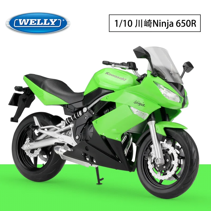 WELLY 1:10 Kawasaki Ninja 650R Heavy Motorcycle Simulation Alloy Motorcycle Model Toy Metal Toys Racing Car Toys For Kids Gifts