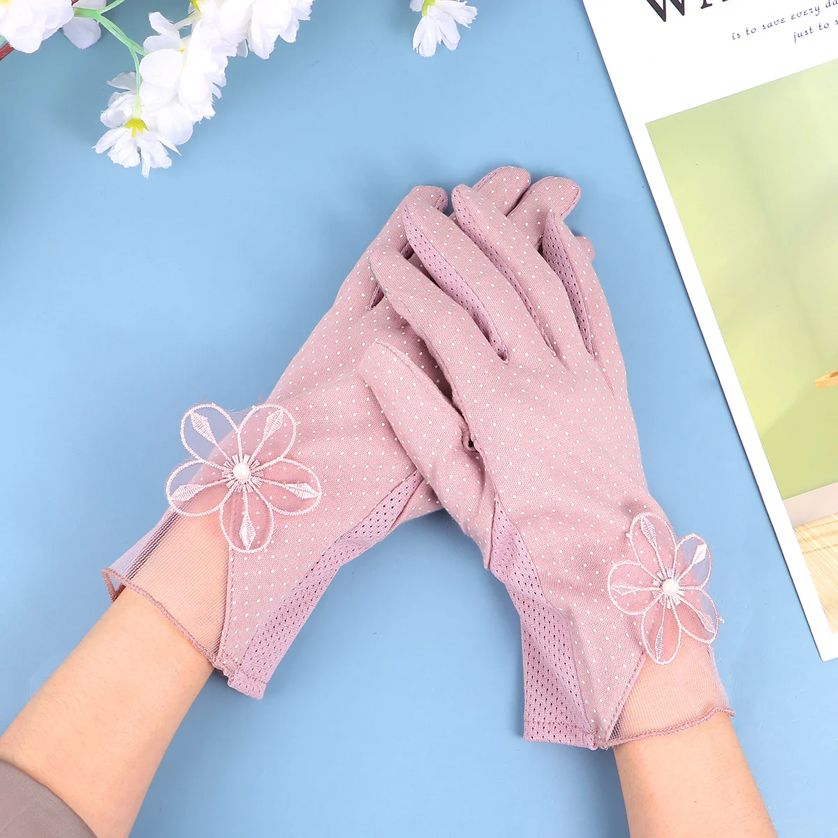 

1 Pair Touch Screen Sun Protection Gloves Purple Lace Women Driving Gloves For Wedding Party Prom Outdoor Activities Cycling