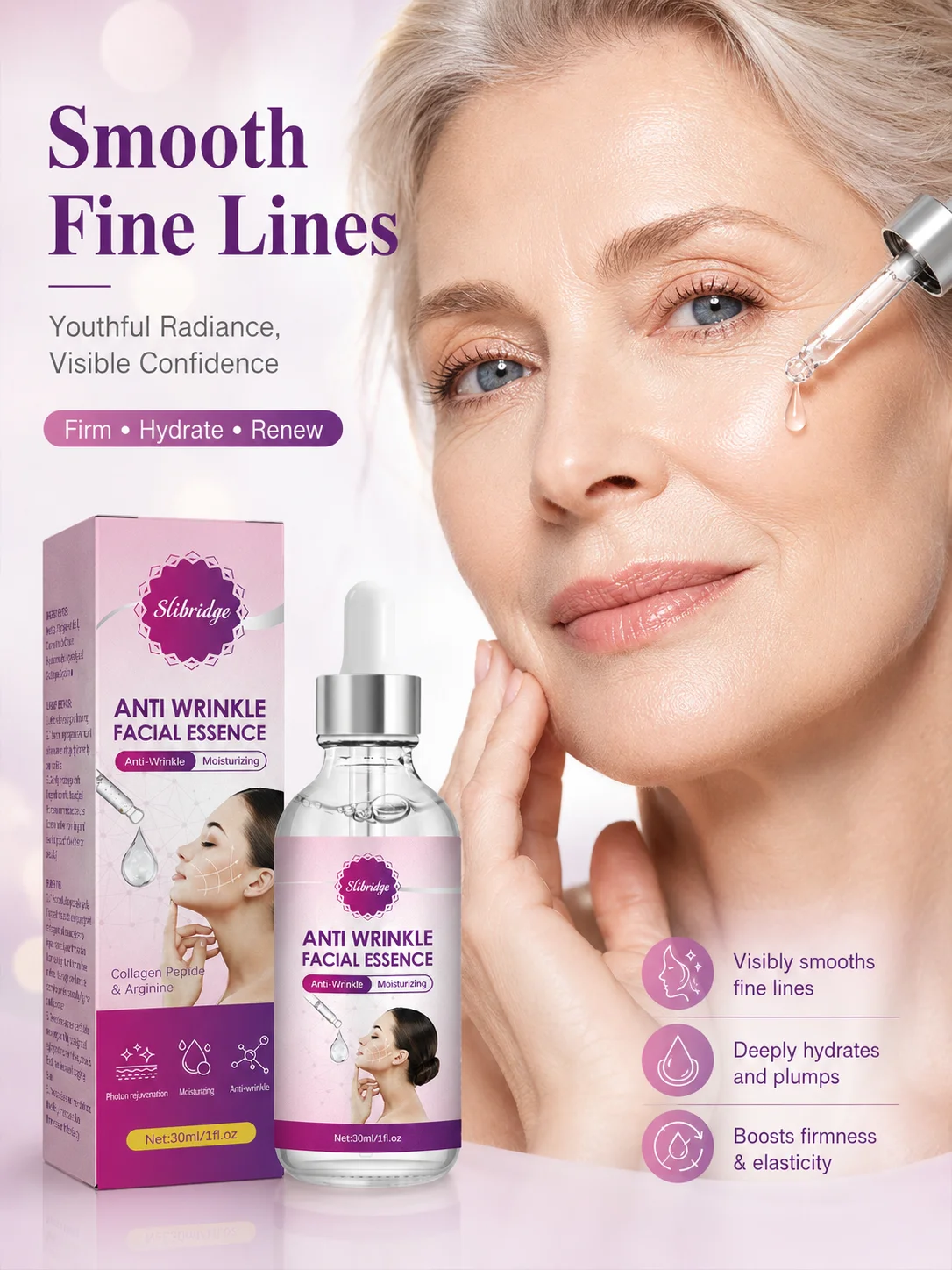 Wrinkle Care Facial Essence Lifting Firming Moisturizing Skin Renewal and Collagen Boost