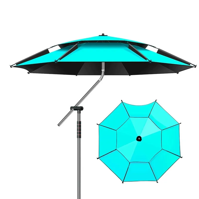 Heavy Duty Windproof 360 Degree Shade Parasol Walking Stick Angled No Base Fishing Umbrella New Model Outdoor Fishing Umbrella