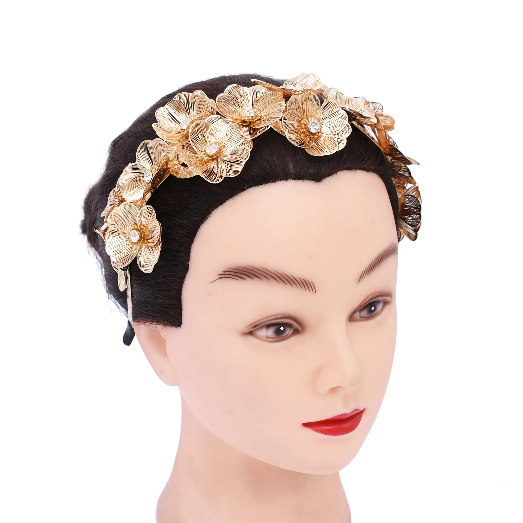 

Gold Plated Hollow Out Flower Alloy Leaves Tiara Wedding Crown Bridal Headband Handmade Women Prom Hairband Jewelry Accessories