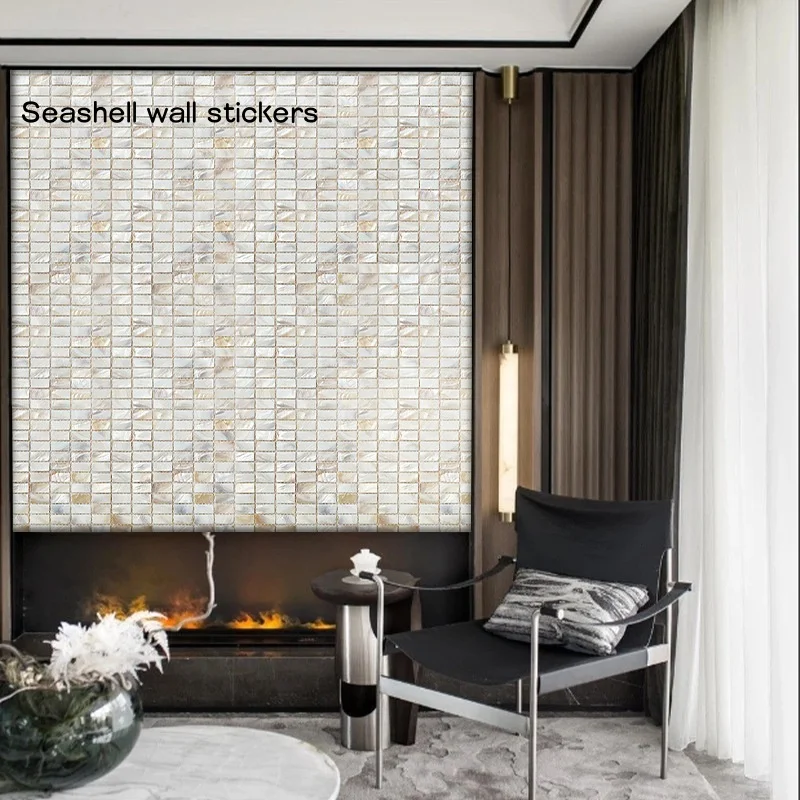 Shell Mosaic Mother Of Pearl Natural Kitchen Backsplash Wallpaper Tile Bathroom Background Shower Decorative Wall Tiles Sheet