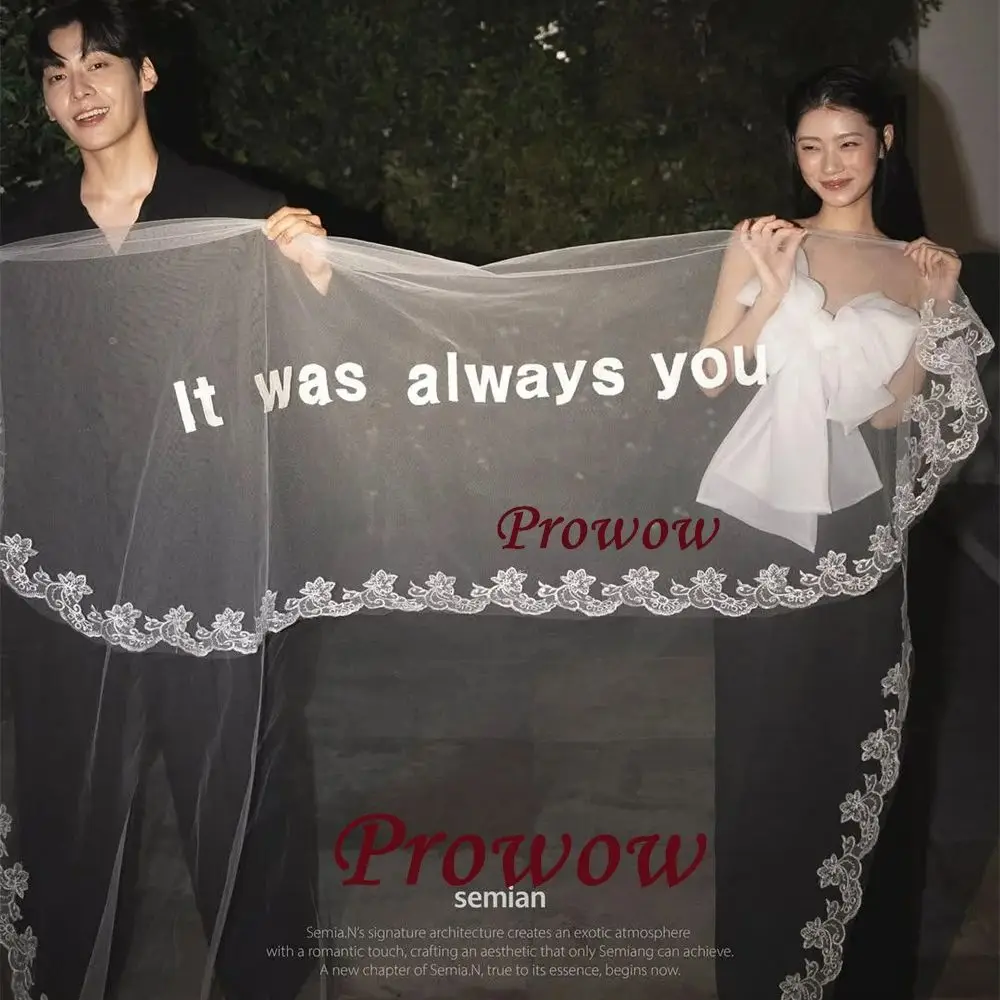 

Prowow Modern Black Mermaid Evening Dress With Detached White Bow Korea Snapshots Wedding Party Gowns Customized Floor Length