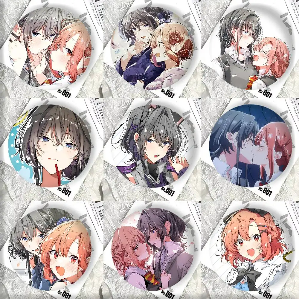 Japanese Anime W-Whisper Me a Love Song Manga Badges 44 58 75 mm Round Cosplay Pin Bag Decor Fans Collect Friends Gifts Brooch