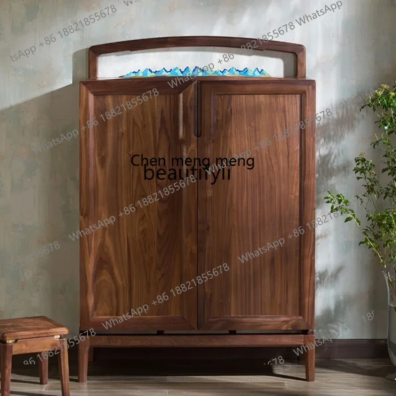 cc182R11 Black Walnut Solid Wood Household Hallway Shoe Cabinet Light Luxury and Simplicity New Chinese Furniture Cabinet