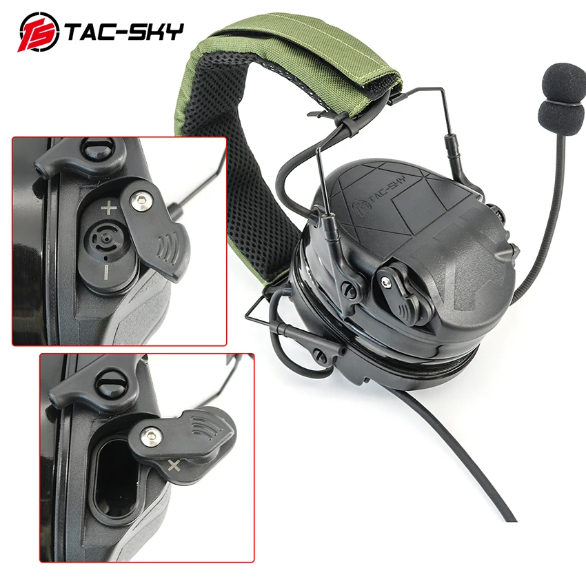 TS TAC-SKY Detachable Headband Headset TAC301 Hearing Protection Airsoft Shooting Walkie Talkie PTT Headset