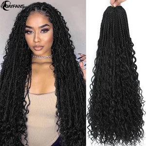 Jayfans 1-8 Pacotes Ombre Bohemian Box Tranças Crochet Cabelo Com Extremidades Encaracoladas 14 18 24 Inch Pre Looped Goddess Tranças Extensões de Cabelo 8 principais vendas cabelo 14 inches cacheado - №6