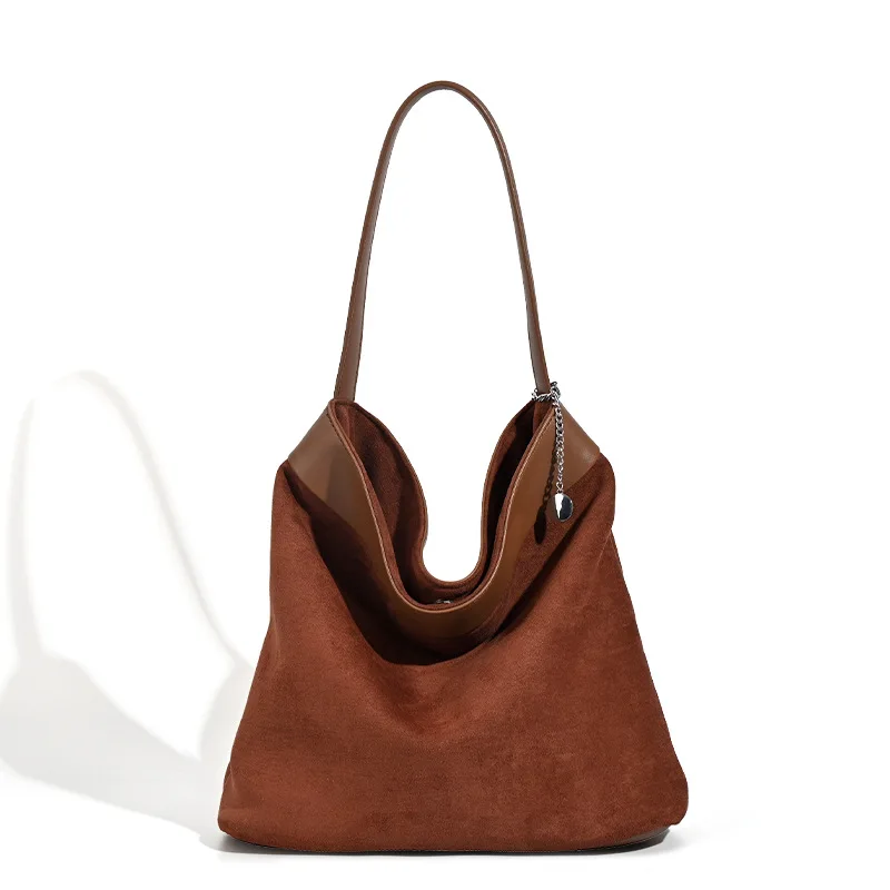 

Women's Retro Hobo Handbag, Suede & Leather, Large Capacity Shoulder Bag