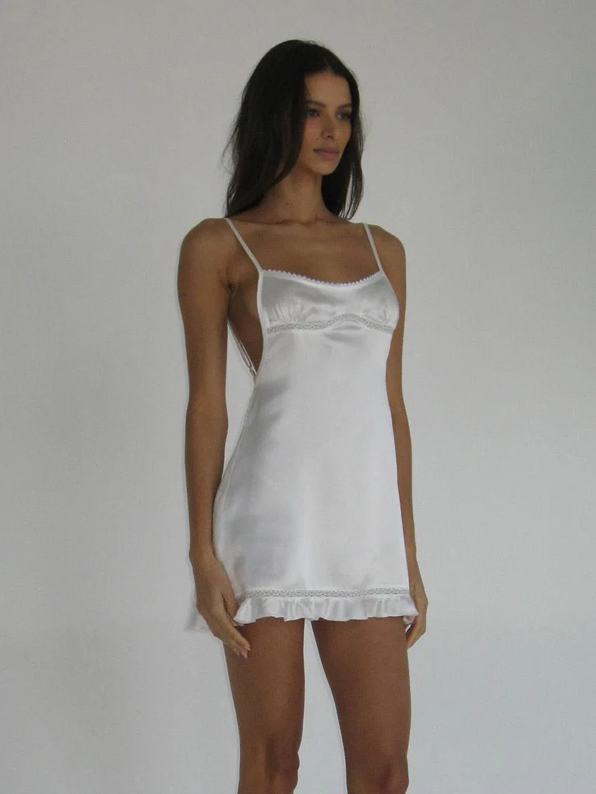 

Marthaqiqi домашняя одежда женская одежда для сна на тонких бретельках пижамы с открытой спиной майка ночные рубашки мини-платье повседневная женская ночная рубашка