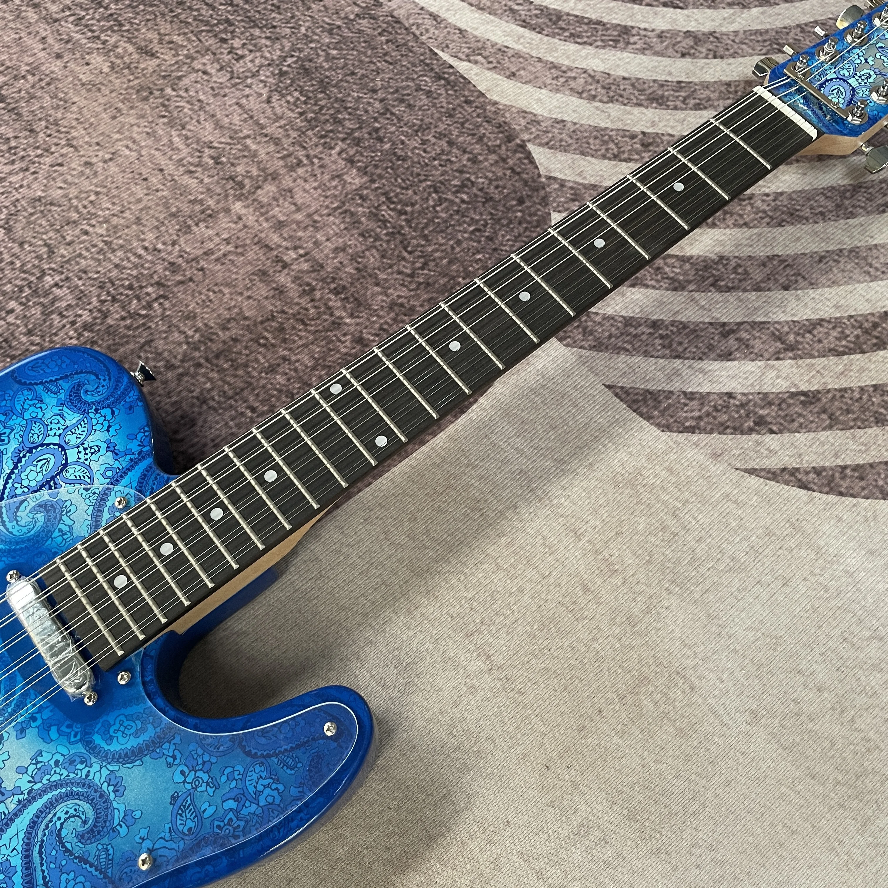 Blue Paisly TL Electric Guitar Chrome Hardware 12 Strings SS Fast Ship