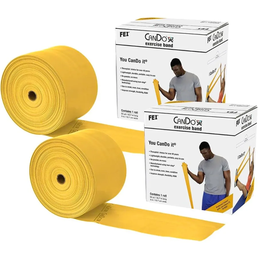 

Twin-Pak Exercise Band Gold 100 Yard Fitness Resistance Band for Strength Training Durable Elastic Band with Compact Carry Pouc