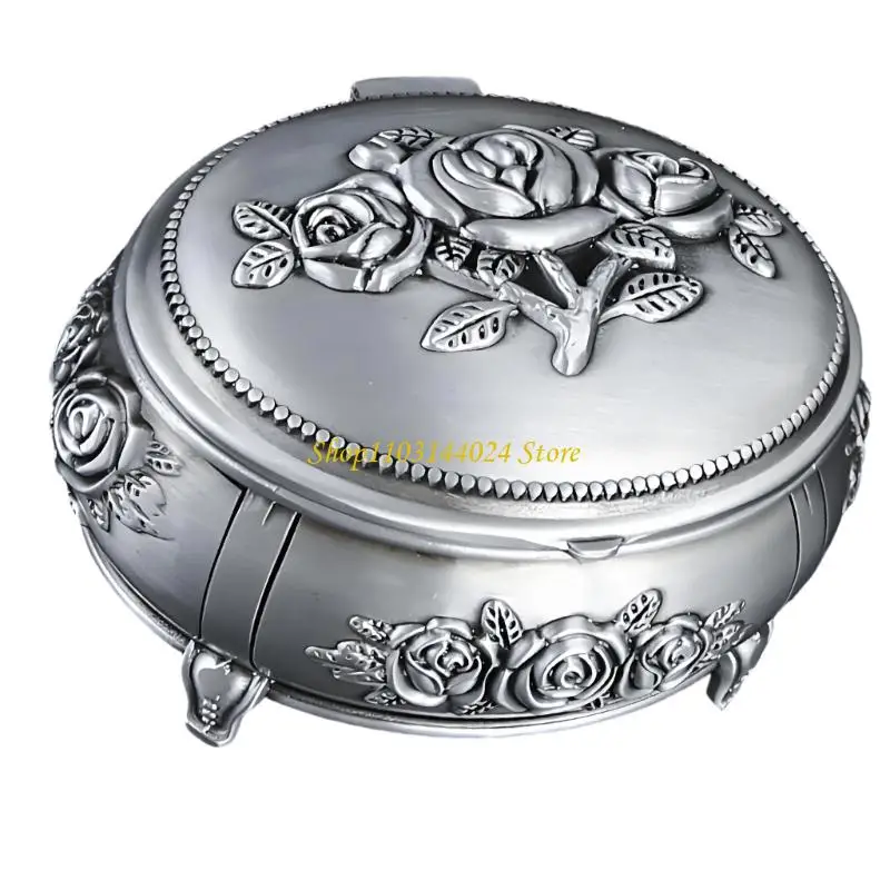 N5KE Retro Themed Metal Jewelry Holder With Protective Fabric Lining For Gift Giving