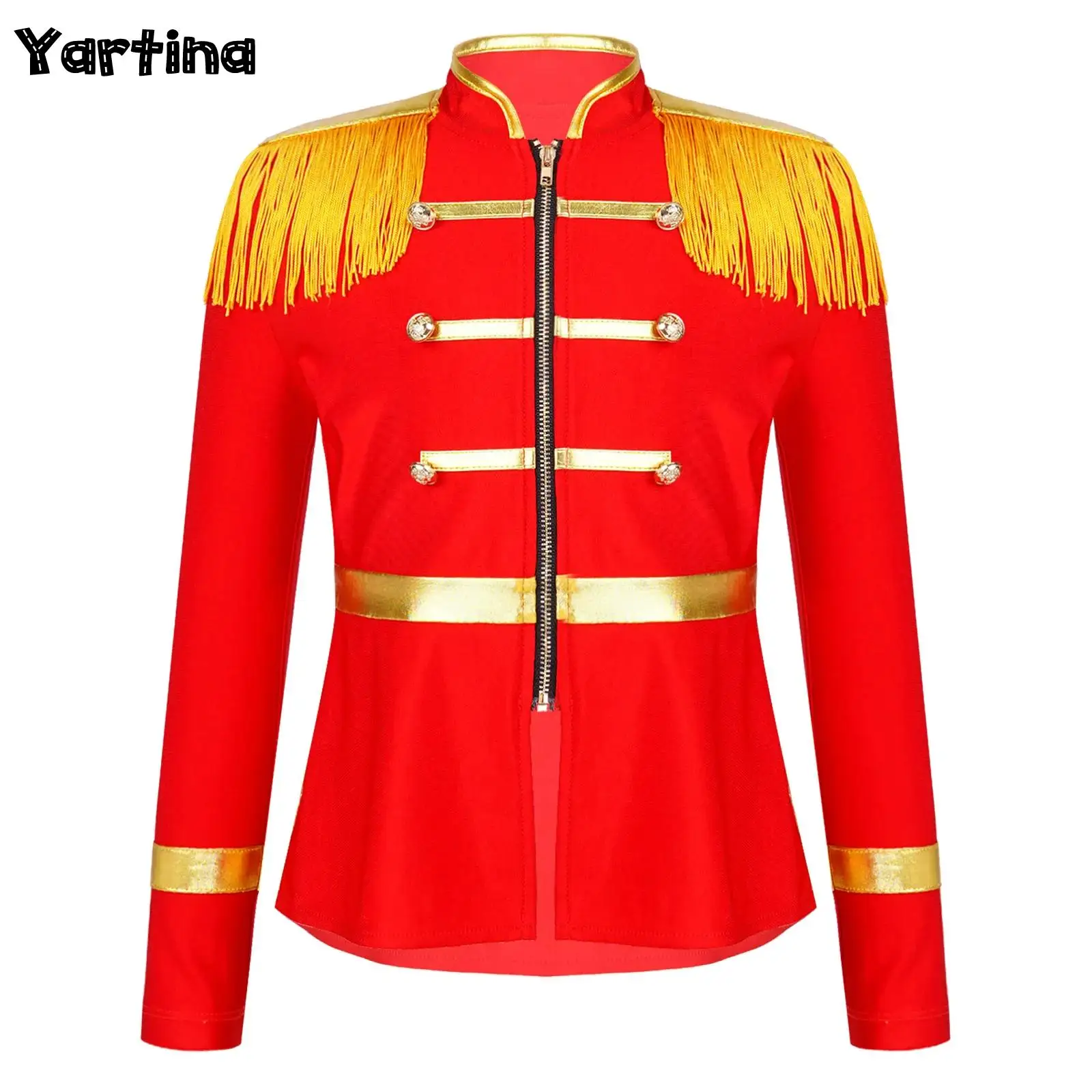 Girls Boys Circus Ringmaster Cosplay Outfits Drum Majorette Costumes Front Zipper Tassel Honor GuardJacket Marching Band Uniform