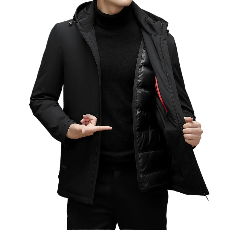 

Maxbarley Winter Down Jacket Men High Quality Detachable White Duck Down Liner Coat Man Casual Business Cold-proof Puffer Parkas