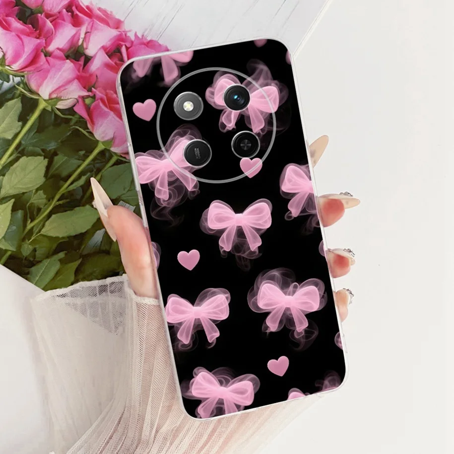 For Honor X9c Case HonorX9c Smart Cover Popular Flower Transparent TPU Silicone Slim Soft Phone Case For Honor Magic7 Lite Funda