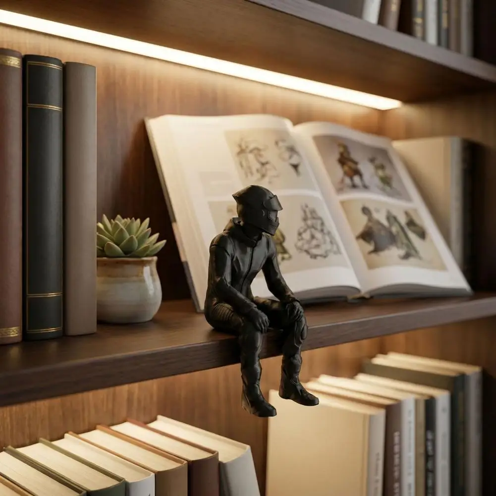 Collectible Model 3d Printed Rider Ornament 3d Printed Motorcycle Rider Figurine Sitting Biker Art Statue Motorcyclist for Home