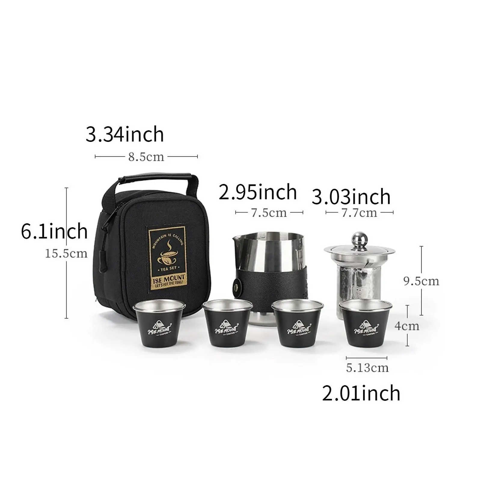 Travel Tea Set Handcraft Accessories Tea Pot Cups for Gifts Camping Fishing