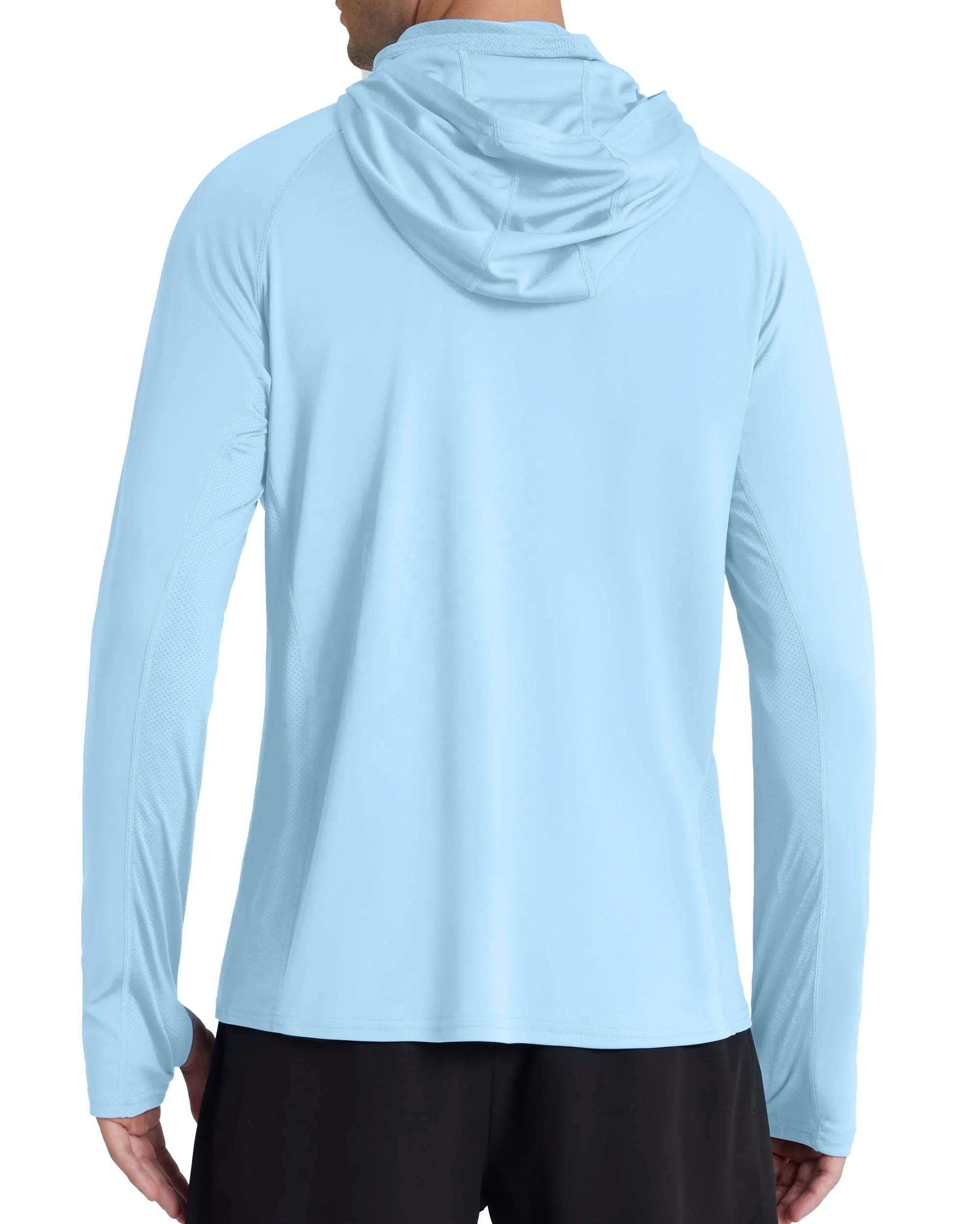 Men UPF50+ Fishing Hoodie Long Sleeve Sun Protection Shirt With Face Mask Outdoor Breathable Sport Tops