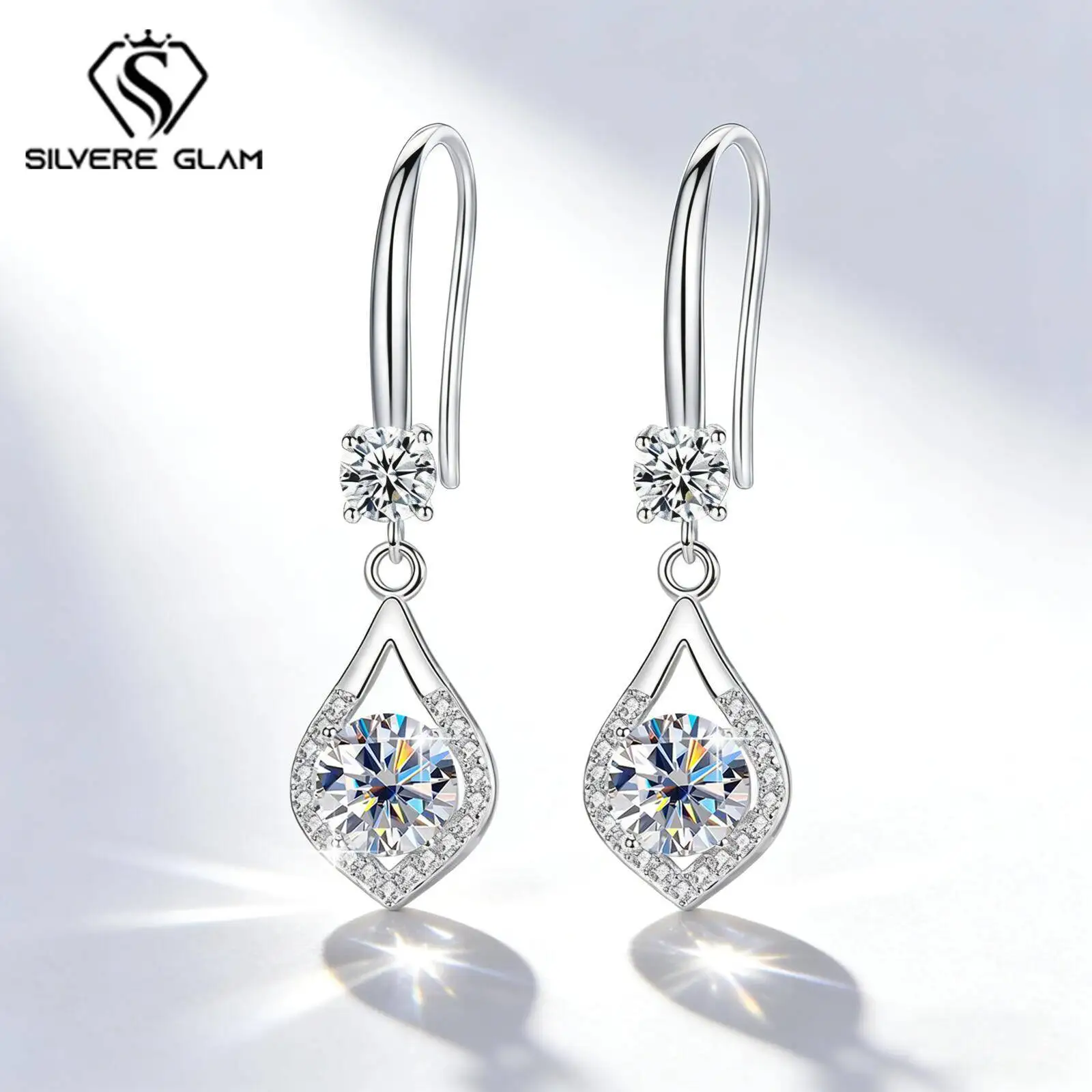 

SG 1/2CT 925 Sterling Silver Moissanite Earrings For Women Drop Earrings Fine Jewelry Gift Top Color Moissanite Zircon Earrings