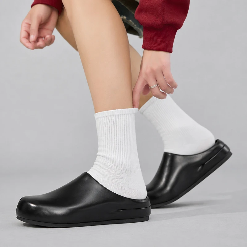 Men's Casual Closed‑Toe Mule Slippers, Commuting Versatile Thick‑Sole Slip‑On Lazy Outdoor Leisure Slippers