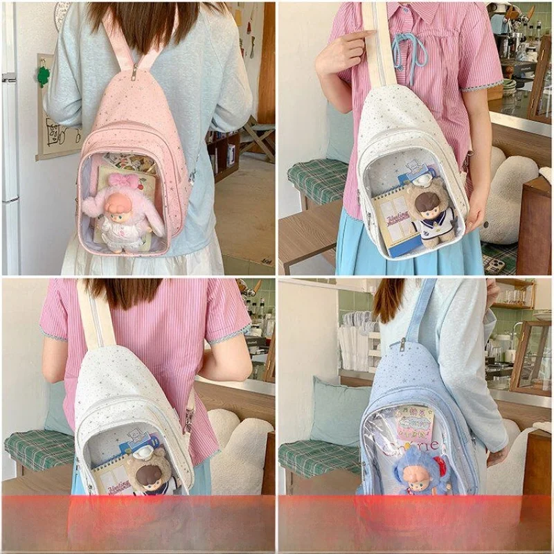 Cute Anime 20cm Crossbody Bag Large Capacity Female Slant Bag Youthful Style Commuter Backpack Waterproof Nylon Material