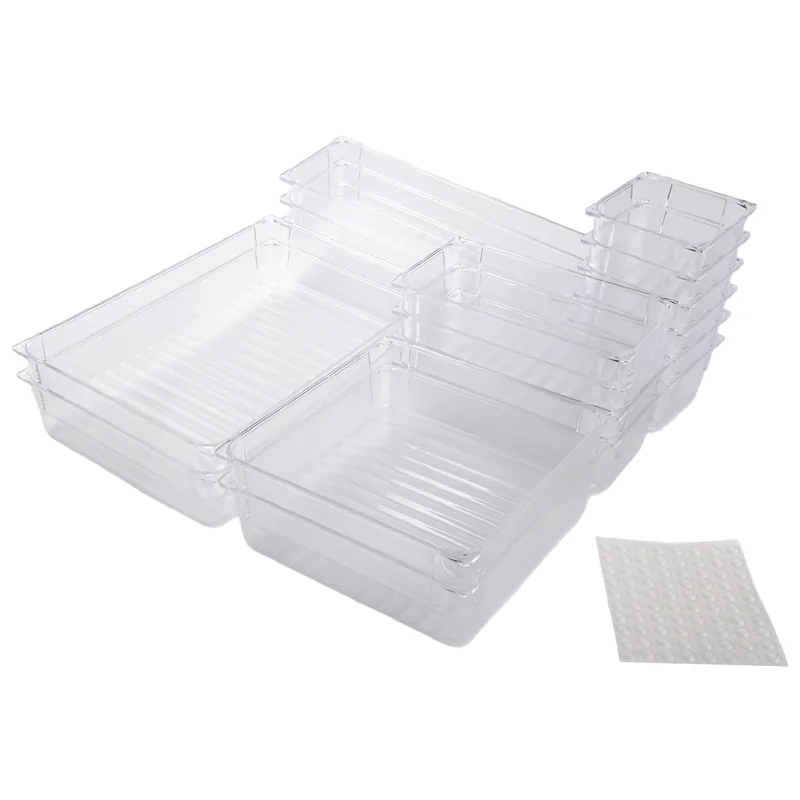 

ABWP-18PCS Separate Drawers Organiser System, Non-Slip Drawer Organiser, Transparent Drawer Insert Storage Box