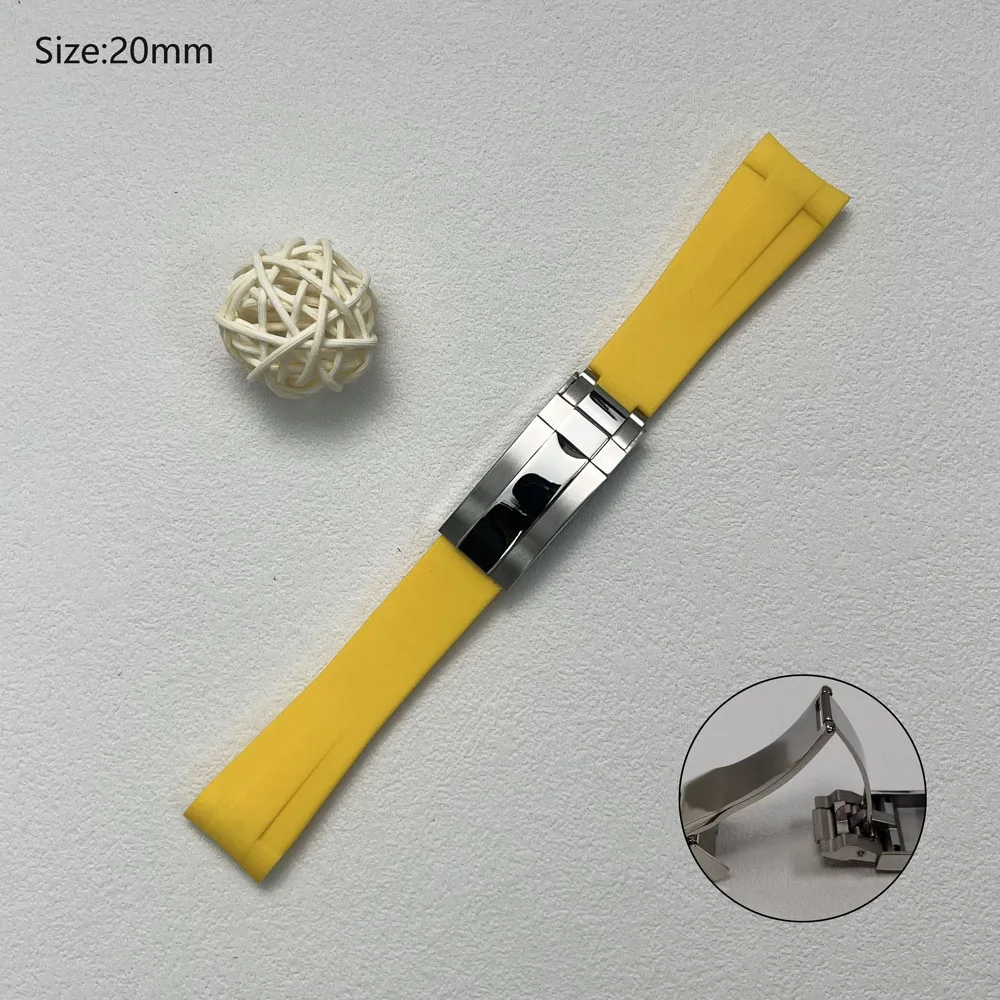 حزام مطاطي للرجال مقاس 20 مم مع مشبك أمان قابل للطي لاستبدال ملحقات علبة الساعة مناسبة لساعة الغوص أو ساعات الكوارتز VK63