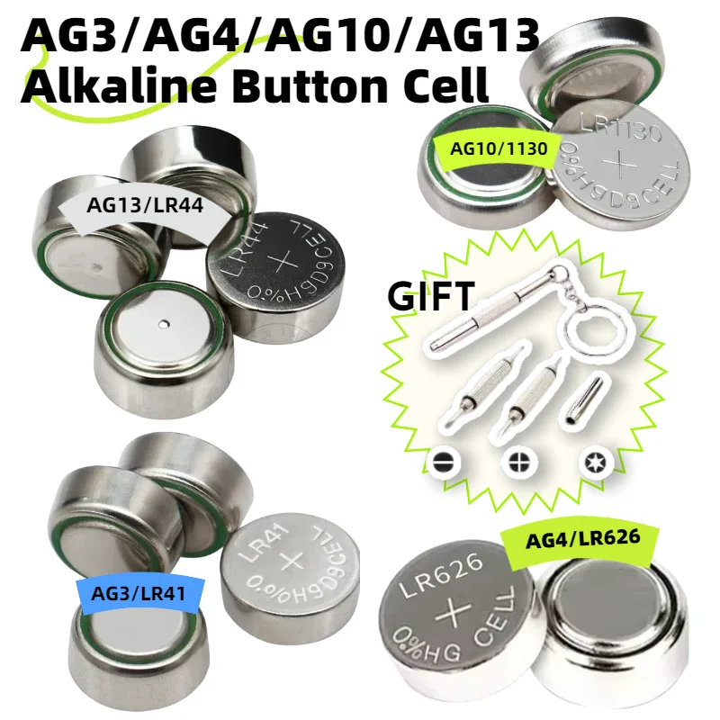 

AG13 LR44 Button Cell Battery 1.55V AG10 AG3 AG4 LR1130 LR41 377 LR626 Alkaline Battery for Watch Toys Remote Control